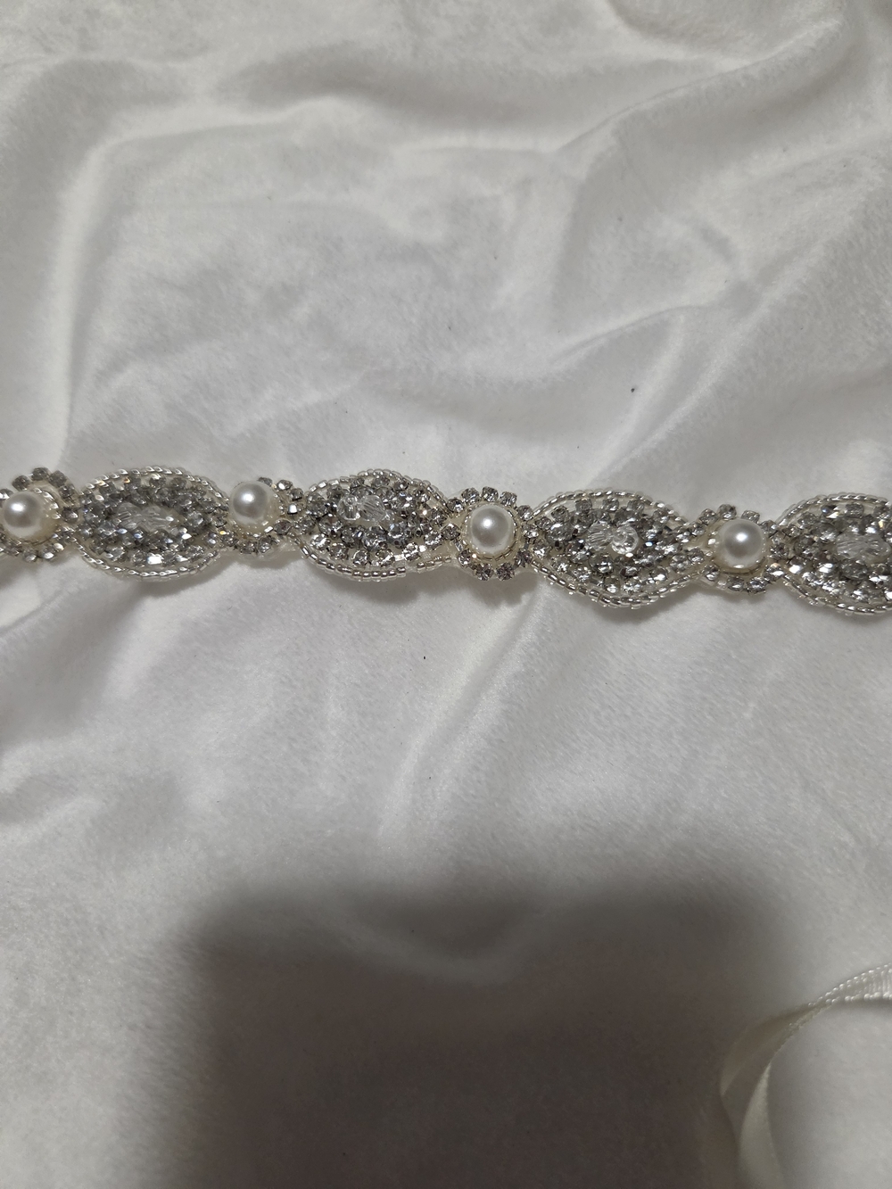 Bridal Belt With Rhinestones And Pearls
